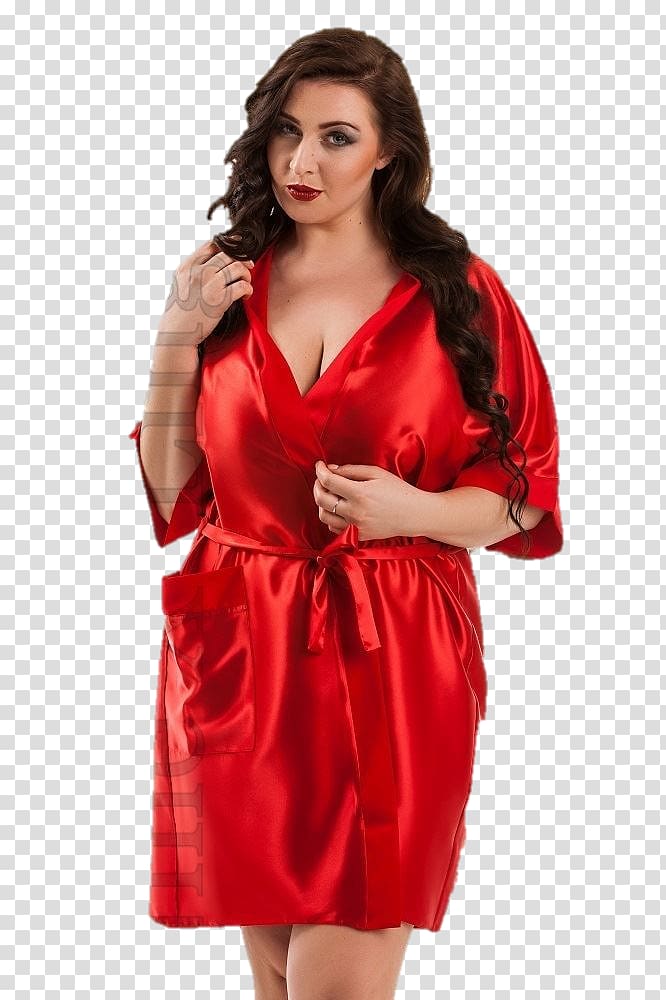 Bathrobe Dress Gown Nightwear, red silk blouses for women transparent background PNG clipart