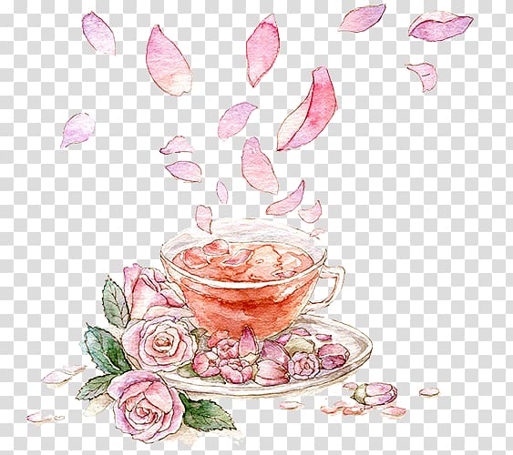 rose tea illustration, Flowering tea Beach rose , rose Tea transparent background PNG clipart