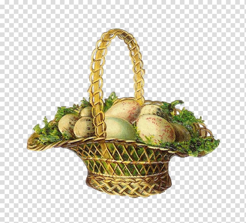 Easter Bunny Easter basket , Victorian Easter transparent background PNG clipart