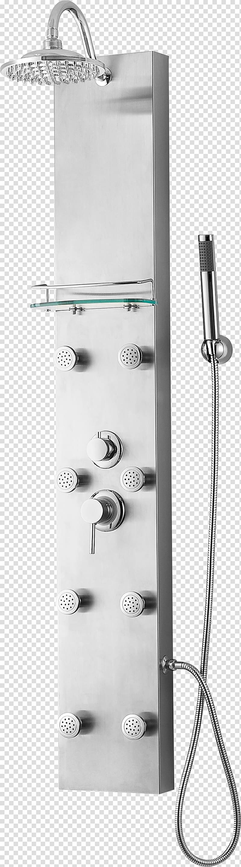 Faucet Handles & Controls Shower Thermostatic mixing valve Stainless steel Spray, bathroom wall shelves transparent background PNG clipart