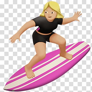 woman surfing illustration, Female Surfer Emoji transparent background PNG clipart