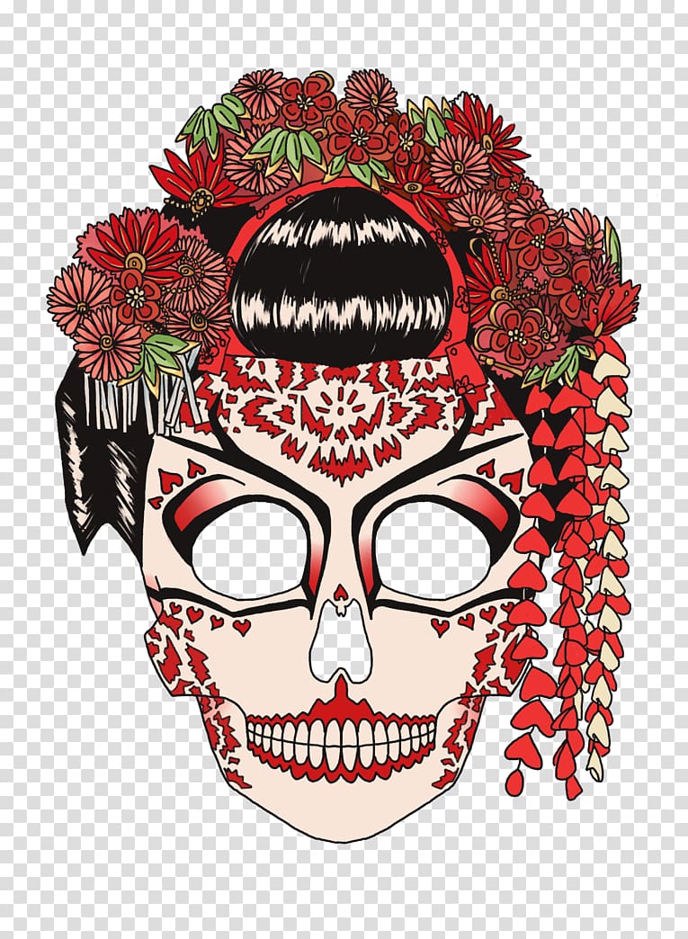 Calavera Skull Tattoo Geisha, skulls transparent background PNG clipart