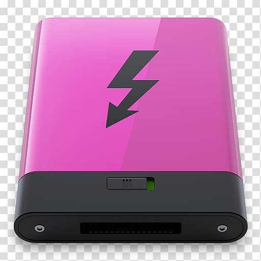 black and gray power bank illustration, electronic device gadget multimedia, Pink Thunderbolt B transparent background PNG clipart