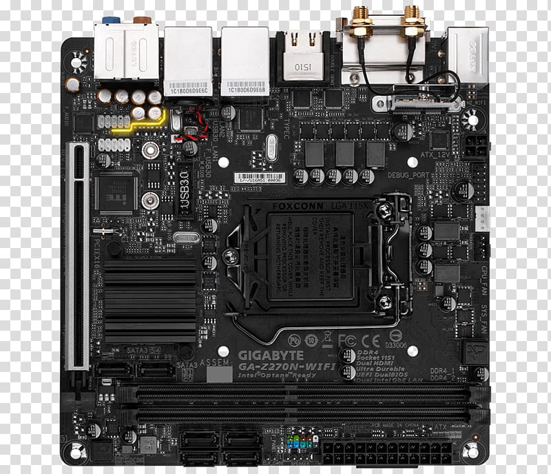 Motherboard Mini-ITX LGA 1151 GIGABYTE Gigabyte GA-Z270N-GAMING 5 DDR4 SDRAM, others transparent background PNG clipart