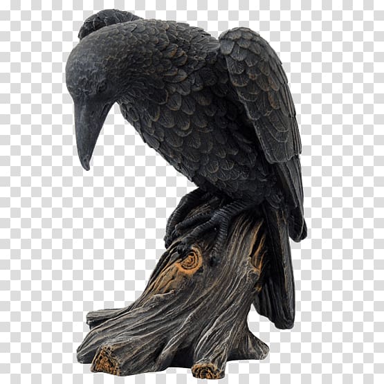 Figurine Sculpture Statue Common raven Crow, stump transparent background PNG clipart