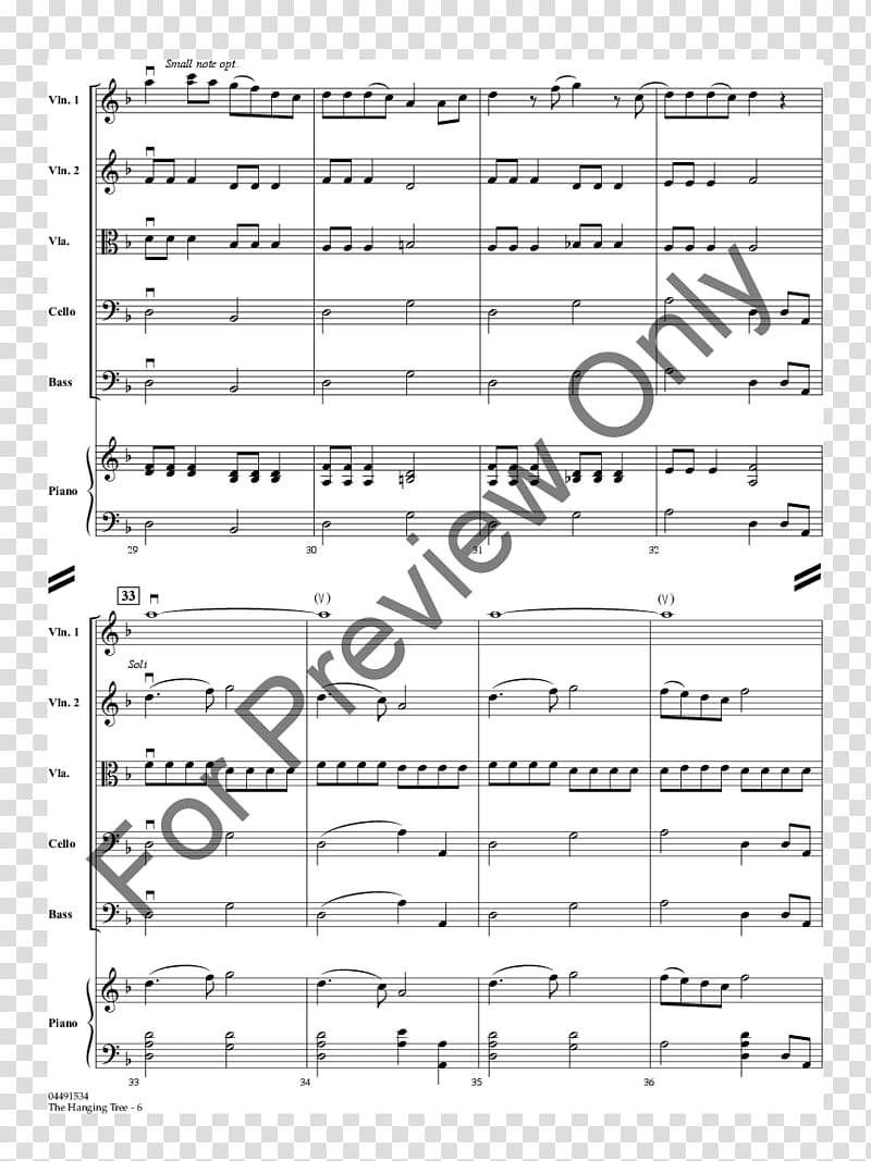 Sheet Music The Hanging Tree Orchestra Piano, music tree transparent background PNG clipart