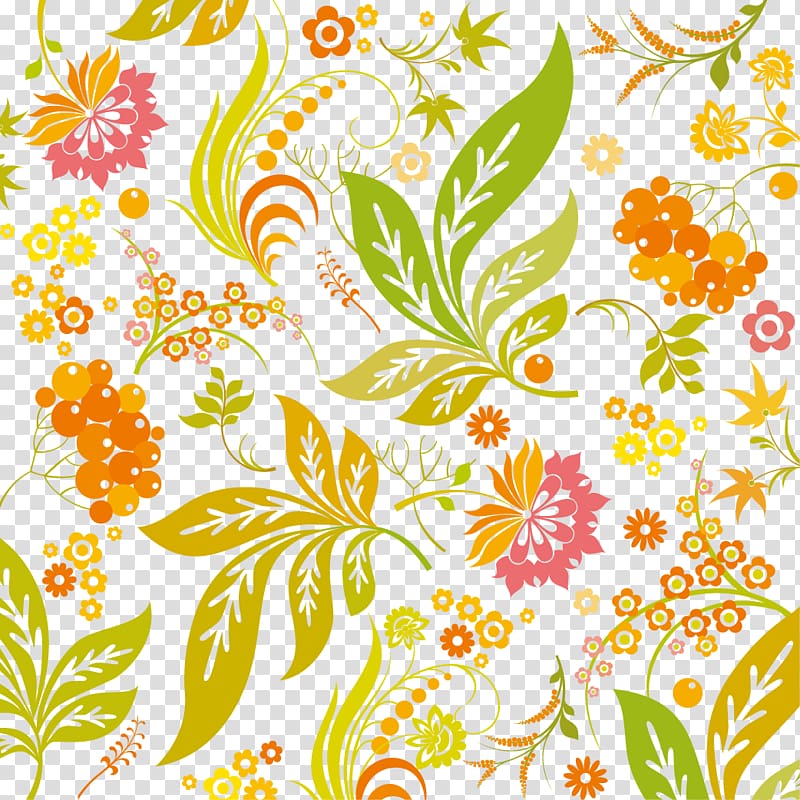 Fashion Software design pattern Pattern, green flowers transparent background PNG clipart