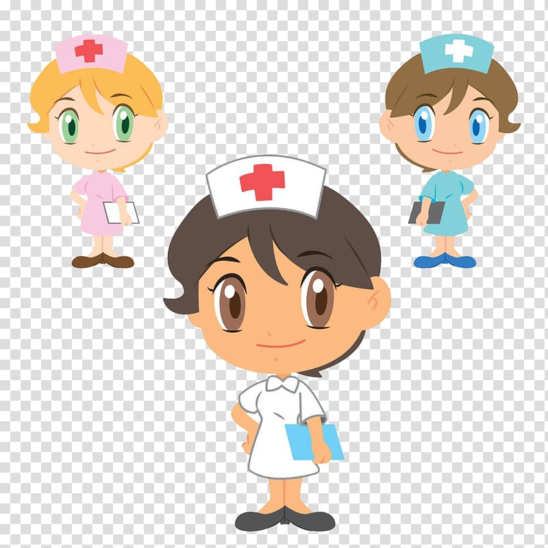 three nurses art, Drawing Nursing Illustration, Three doctors and nurses transparent background PNG clipart