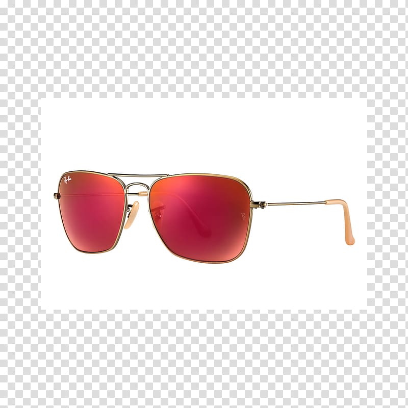 Ray-Ban Caravan Aviator sunglasses, red rays transparent background PNG clipart