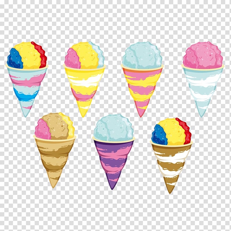 assorted-color ice cream cones illustration, Ice cream cone Snow cone Shaved ice, crispy ice cream cones transparent background PNG clipart