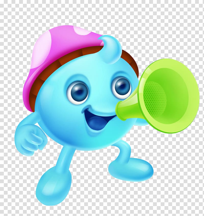 Animation Computer file, He took the horn of blue water droplets transparent background PNG clipart
