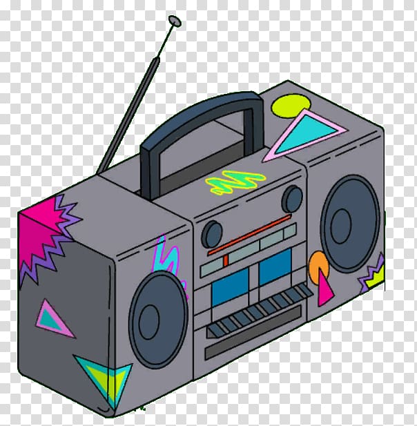 Boombox 1980s Animation , summer decoration box transparent background PNG clipart