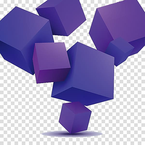 Cube Three-dimensional space Geometry Illustration, Purple cube transparent background PNG clipart