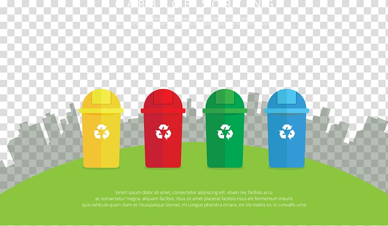 assorted-color garbage sorting containers, Waste Recycling Garbage truck Garbage disposal unit Bin bag, color recyclable trash can transparent background PNG clipart