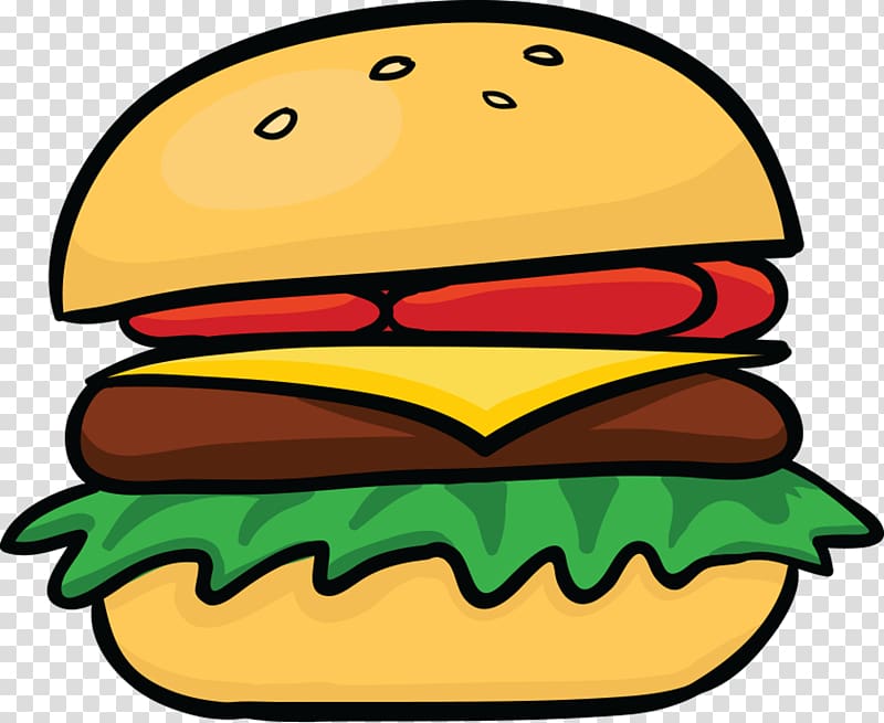 cheese burger illustration, Hamburger Cheeseburger Hot dog Veggie burger Cartoon, junk food transparent background PNG clipart