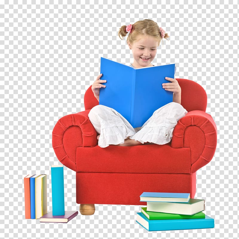 Chair Child Sitting Girl, Child reading transparent background PNG clipart