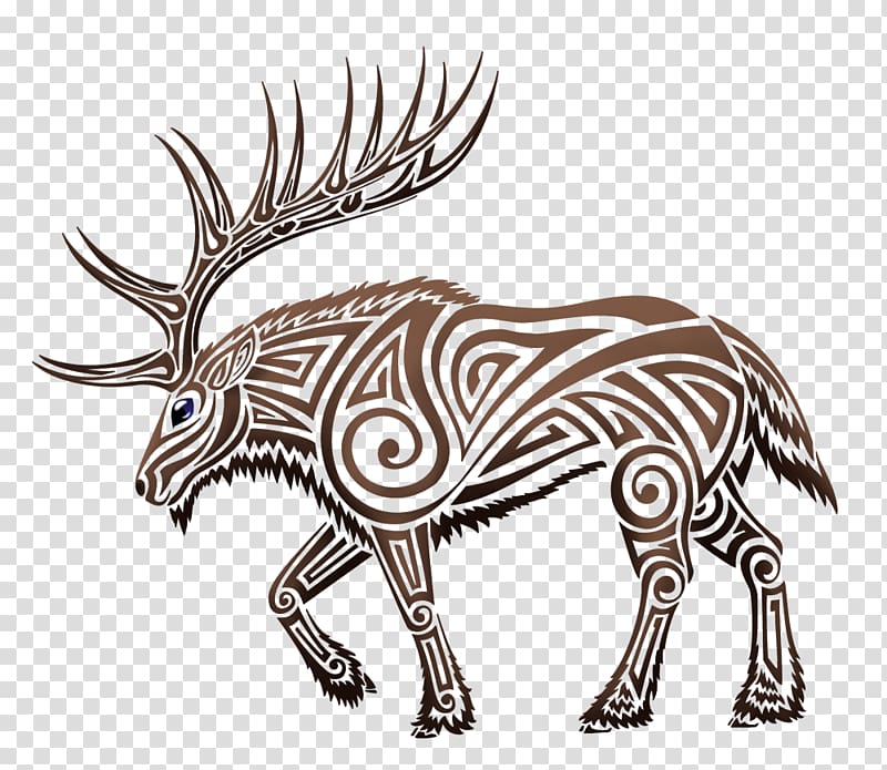 Deer tattoo, deer head, antler, silhouette, png | PNGWing