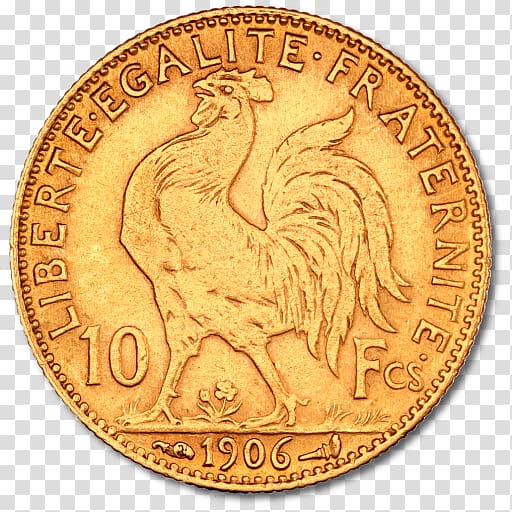 Coin France Gold French franc, Coin transparent background PNG clipart