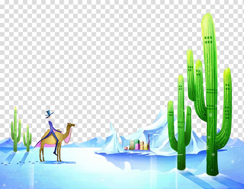 Poster Cartoon Illustration, Cactus poster background transparent background PNG clipart
