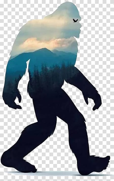 monster illustration, Bigfoot Adhesive tape Car Decal Sticker, Forest landscape Orangutan double exposure transparent background PNG clipart