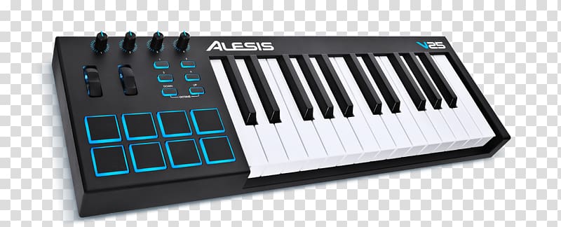 MIDI keyboard MIDI Controllers Alesis V25 Alesis Vmini Portable 25-Key USB-MIDI Controller, musical instruments transparent background PNG clipart