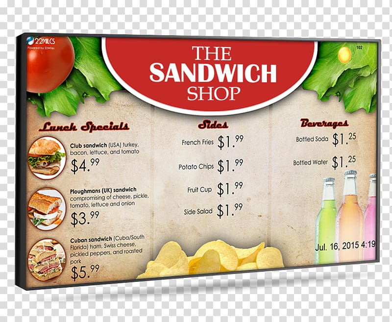 Bistro Digital Signs Menu Restaurant Signage, Restaurant Menu Ideas transparent background PNG clipart