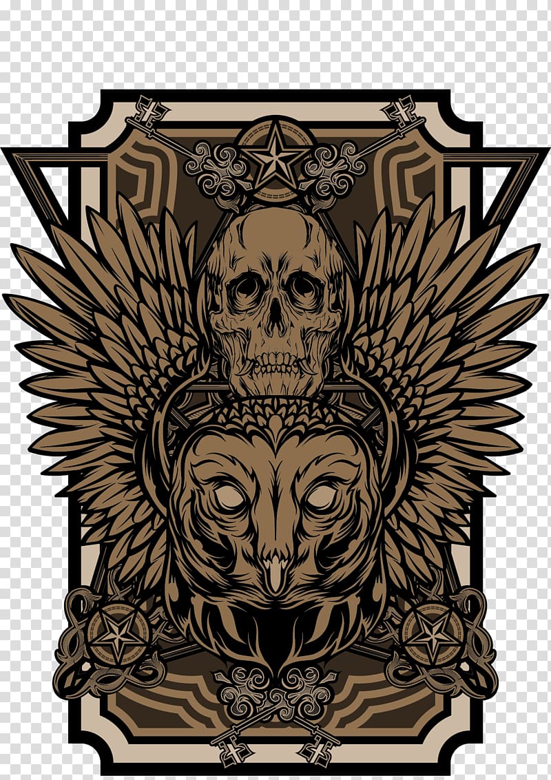 brown skull logo, Euclidean Visual arts Beardcats Sweet Shop, skull transparent background PNG clipart
