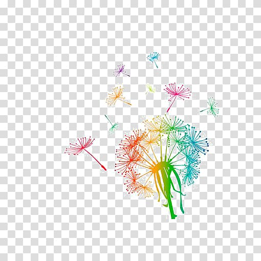 multicolored dandelion , Common Dandelion Euclidean , Colorful dandelion transparent background PNG clipart