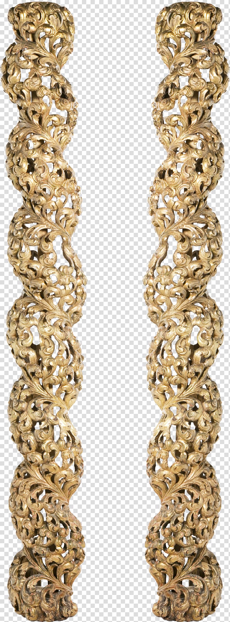 two brown stand decors, Earring Column Baroque Wood Jewellery, baroque transparent background PNG clipart