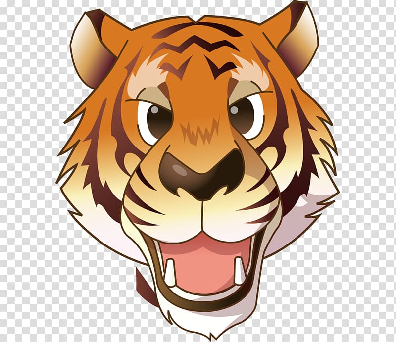 Baby Jungle Animals Wildlife , Cartoon painted ferocious tiger head transparent background PNG clipart