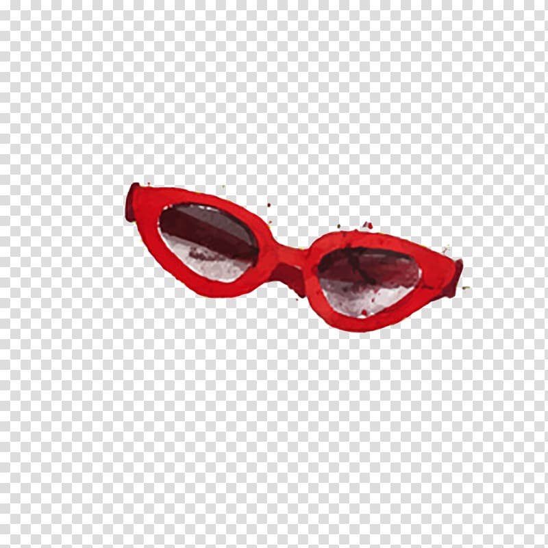 Goggles Red Sunglasses Watercolor painting, Drawing red frame glasses transparent background PNG clipart