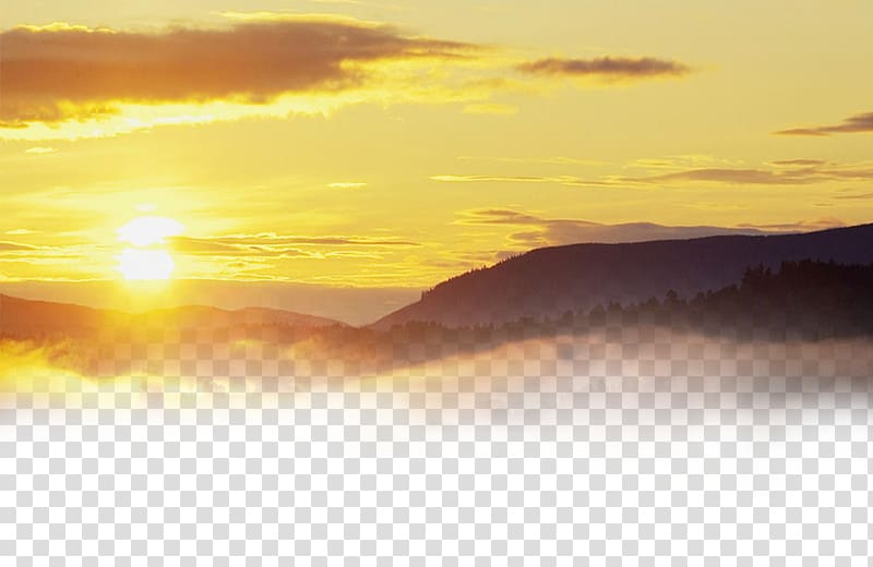mountains and sunset, Red sky at morning Computer , Beautiful golden glow of the elements transparent background PNG clipart