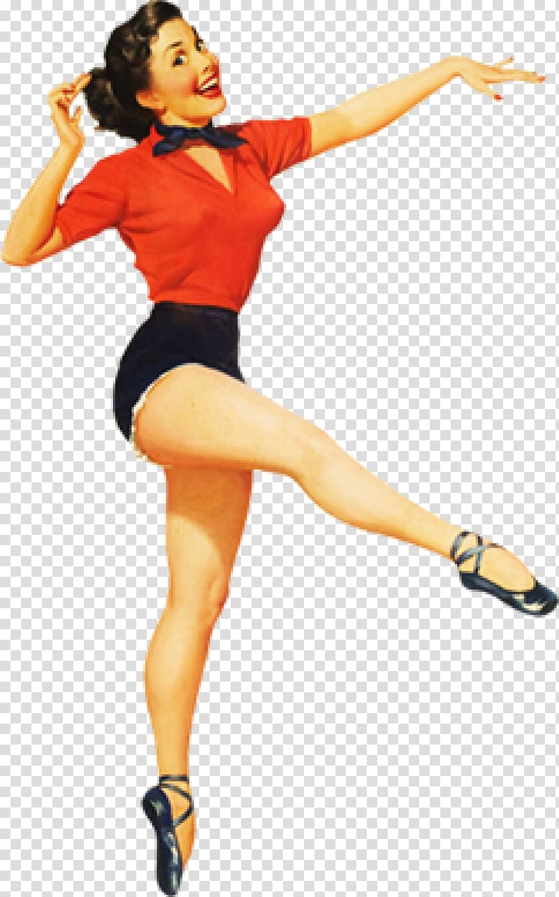 woman in red top dancing, Pin-up girl Art Painting, Pin Up bomb transparent background PNG clipart