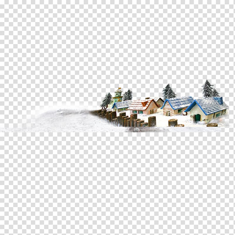 houses near pine trees illustration, u6751u5e84 Snow Computer file, Snow village transparent background PNG clipart