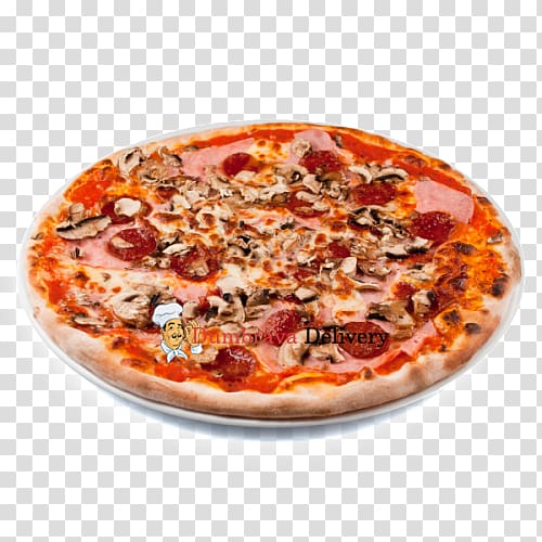 Chicago-style pizza Salami Ham Pizza quattro stagioni, Special Pizza transparent background PNG clipart