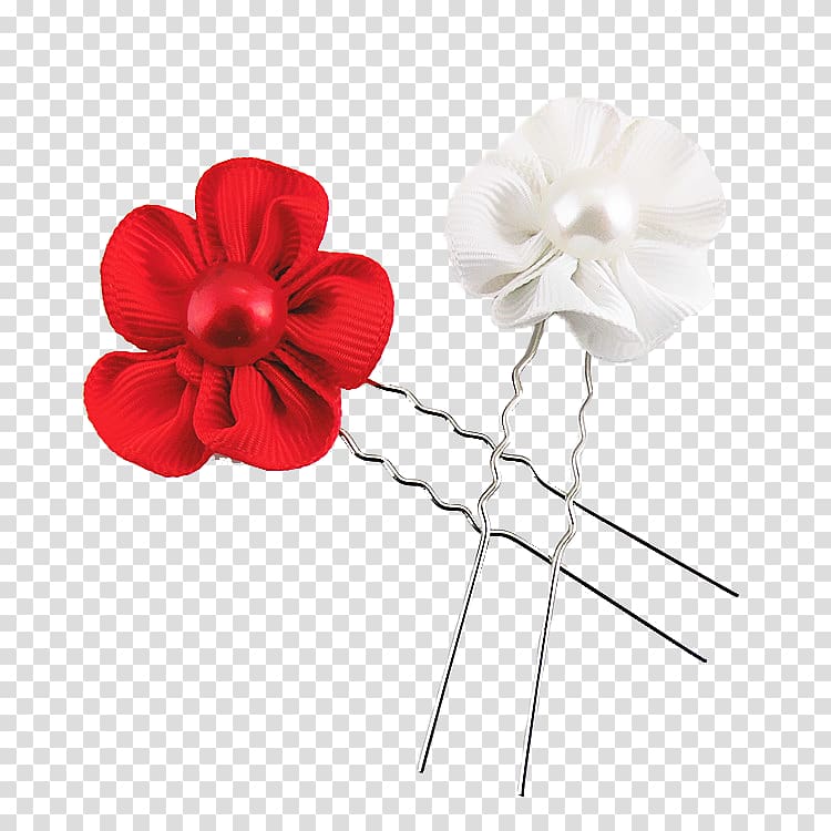 Hairpin Floral design Barrette Bob cut, Red flowers hairpin hair accessories material transparent background PNG clipart
