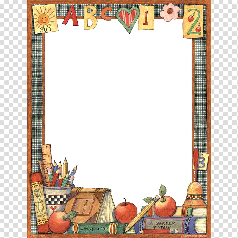 brown and multicolored frame illustration, Paper Teacher School Computer Education, page border transparent background PNG clipart