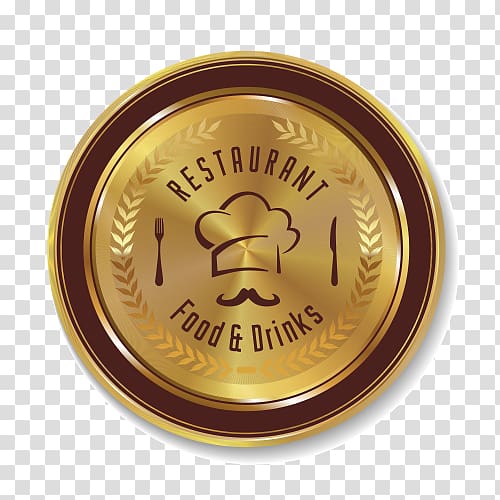 Gold Coin Brand, Gold logo restaurant transparent background PNG clipart
