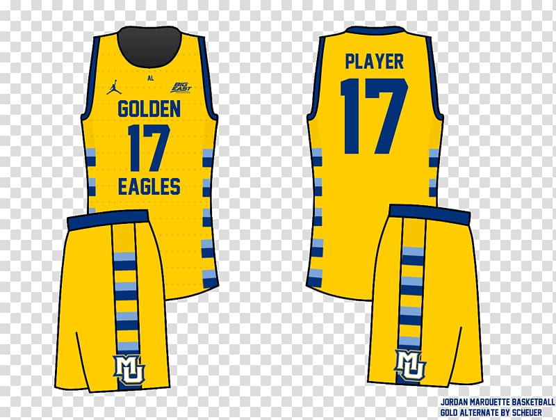 T-shirt Marquette Golden Eagles men\'s basketball Jersey Uniform, basketball uniform transparent background PNG clipart