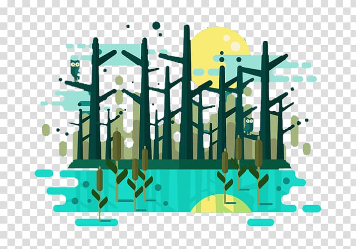 Forest Illustration, Simple night forest transparent background PNG clipart