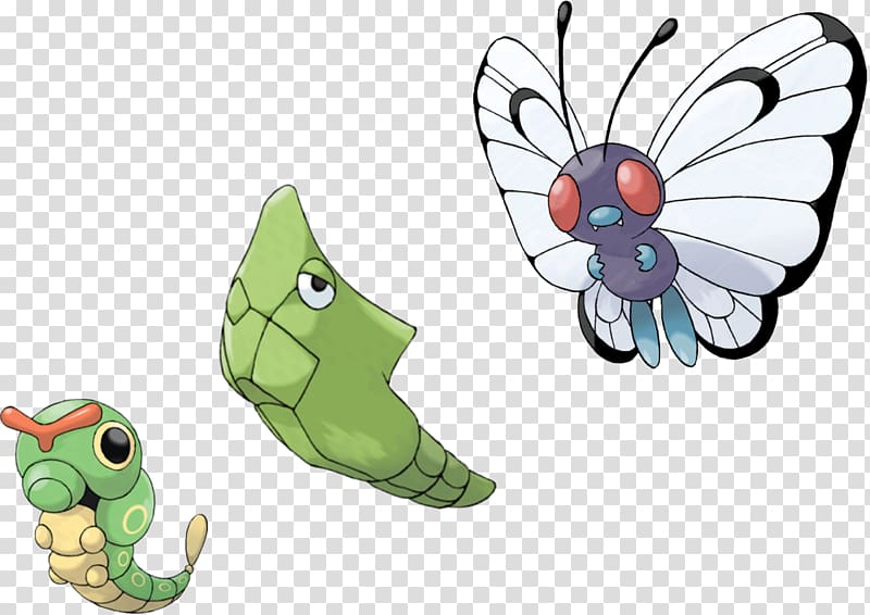 Butterfree Pokémon Red and Blue Caterpie Metapod, Adapted PE Journals transparent background PNG clipart