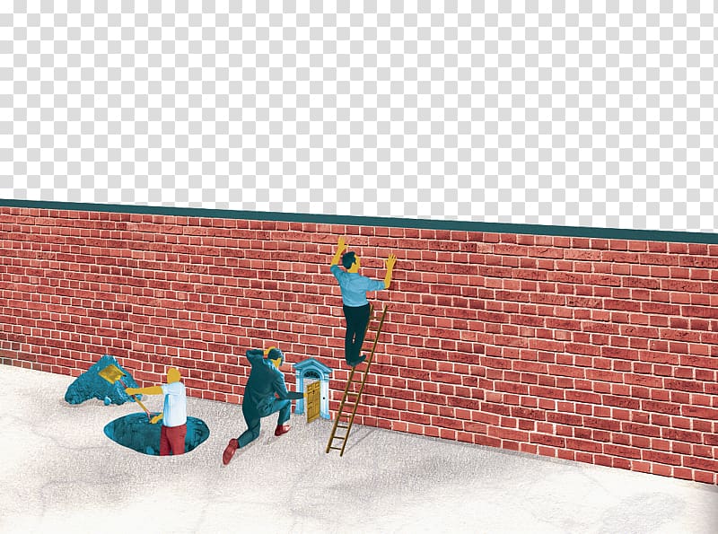 Brick Wall Businessperson Illustration, Illustrations piled up the brick wall transparent background PNG clipart