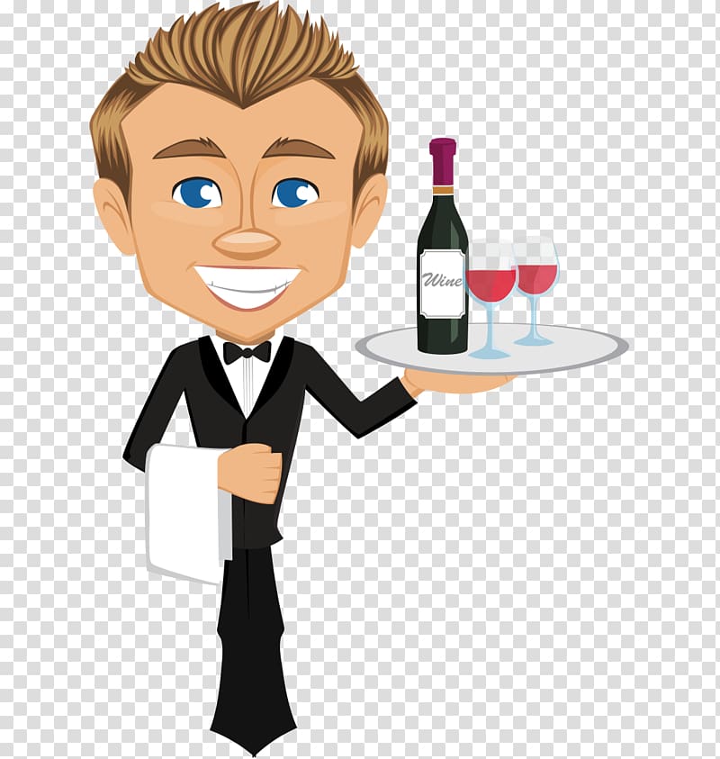 Waiter Cartoon Q-version Cook, Q version of the cartoon hand-painted hotel staff transparent background PNG clipart