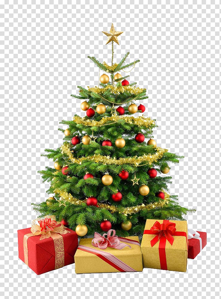 Santa Claus Christmas tree Gift , Green Christmas Tree transparent background PNG clipart