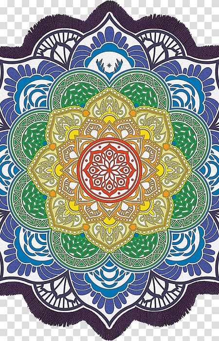 Mandala Towel Hinduism Buddhism Blanket, Round Mandala transparent background PNG clipart