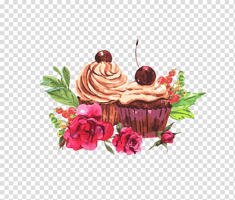 illustration of cupcakes, Cupcake Bakery Illustration, Cup cake. transparent background PNG clipart