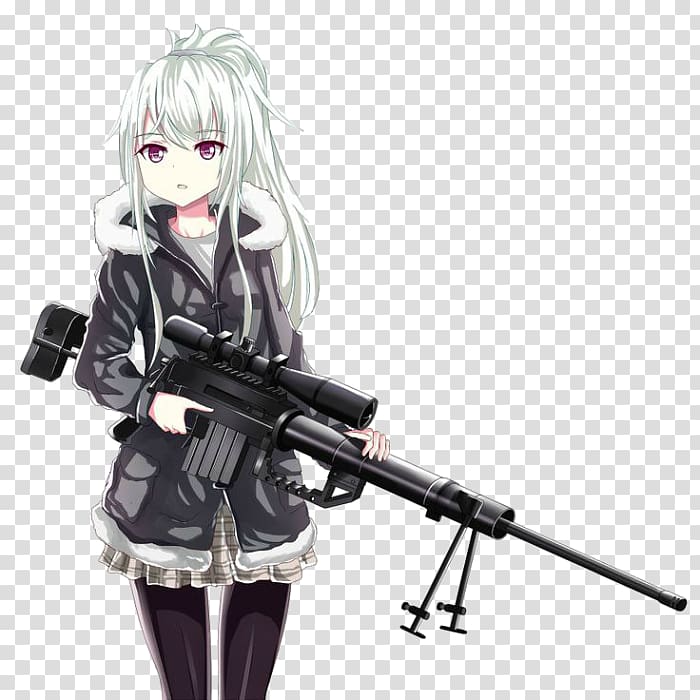 anime, anime girls, sniper rifle, weapon, rifles, gun, Black