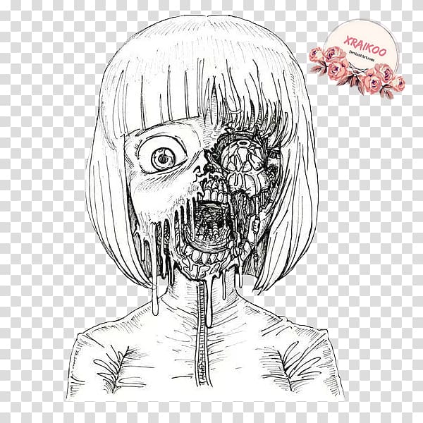 Drawing Anime Manga Art Sketch, horror ui transparent background PNG clipart