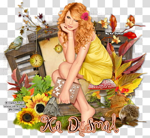 Scrapbooking montage Menu Pin-up girl September, autumn wreath color transparent background PNG clipart thumbnail