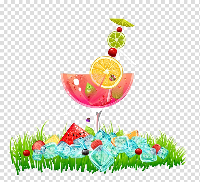 Juice Cocktail Fruit Drink Illustration, Summer iced cocktail transparent background PNG clipart